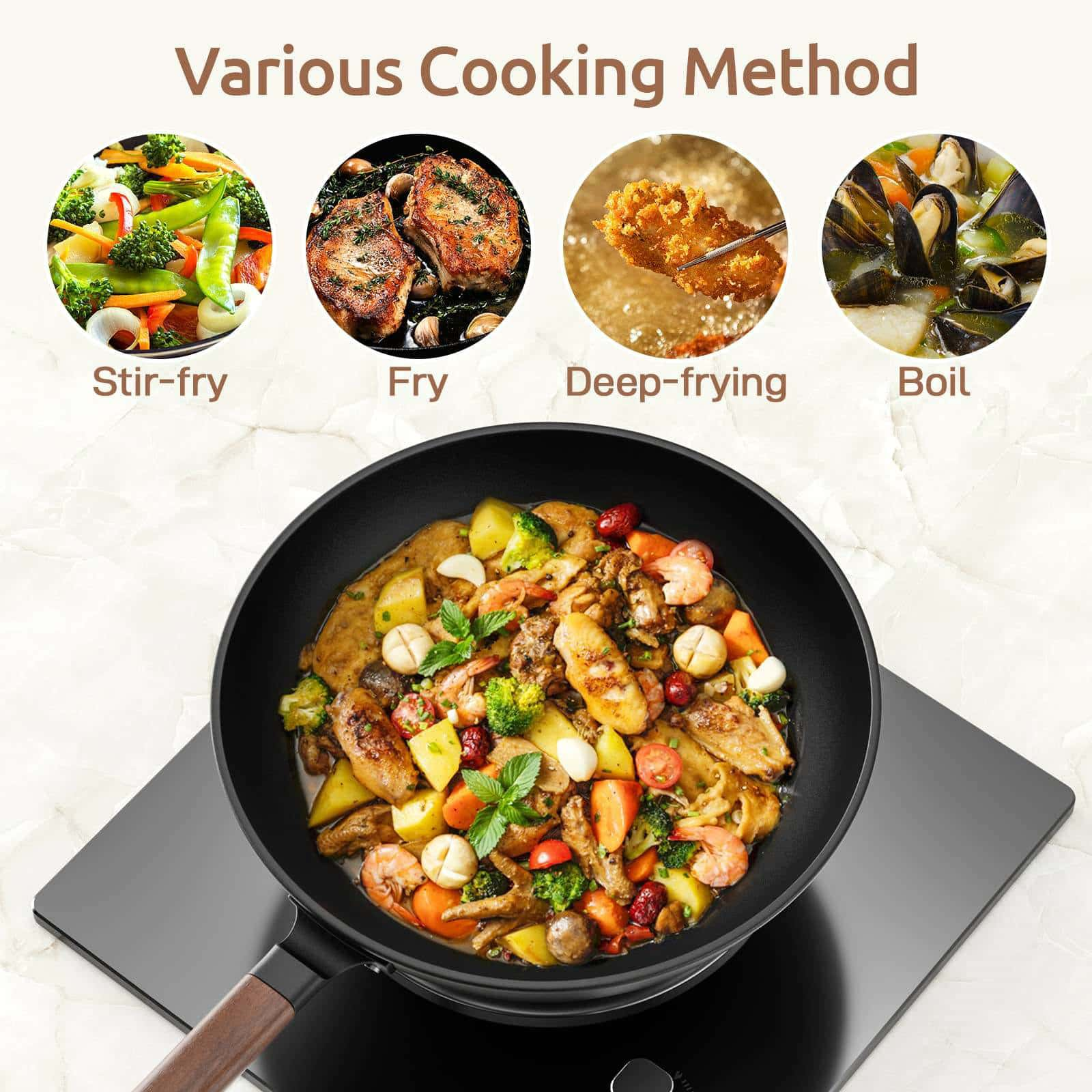 Frypan set 24cm 28cm ceramic non stick frying pan set for kitchen home cooking and outdoor camping