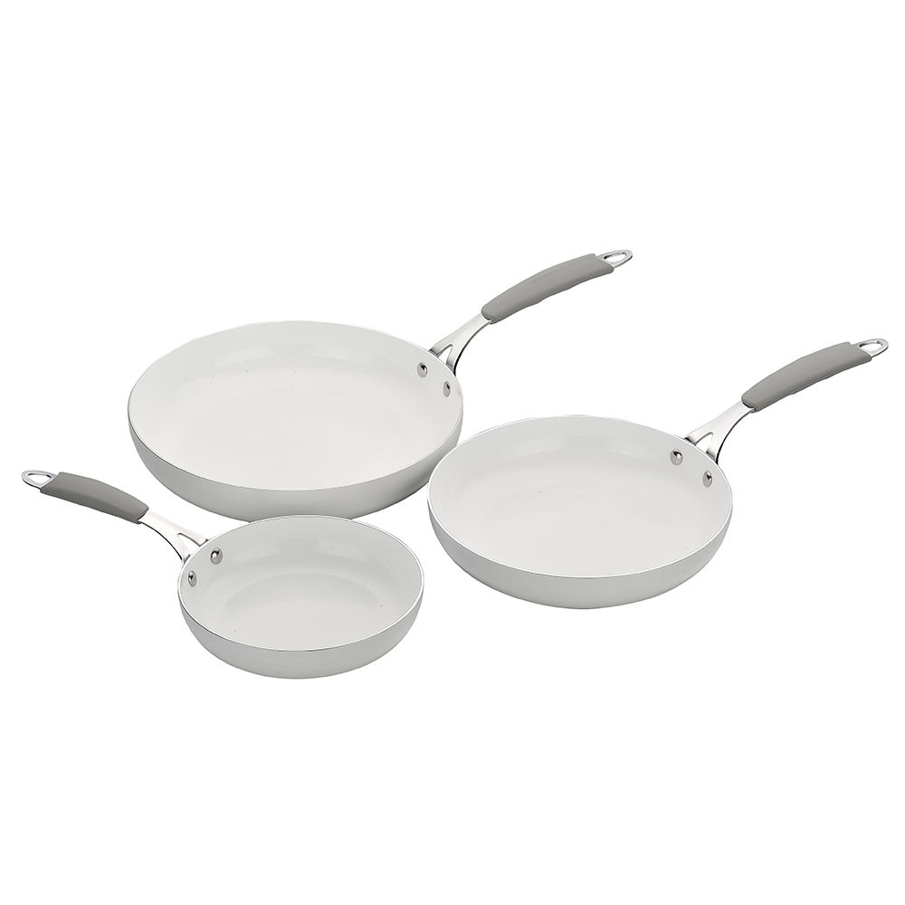 Smartpan 3piece White Full Size Multi Section Egg Cooking Non Stick Ceramic No Oil Frying Pan