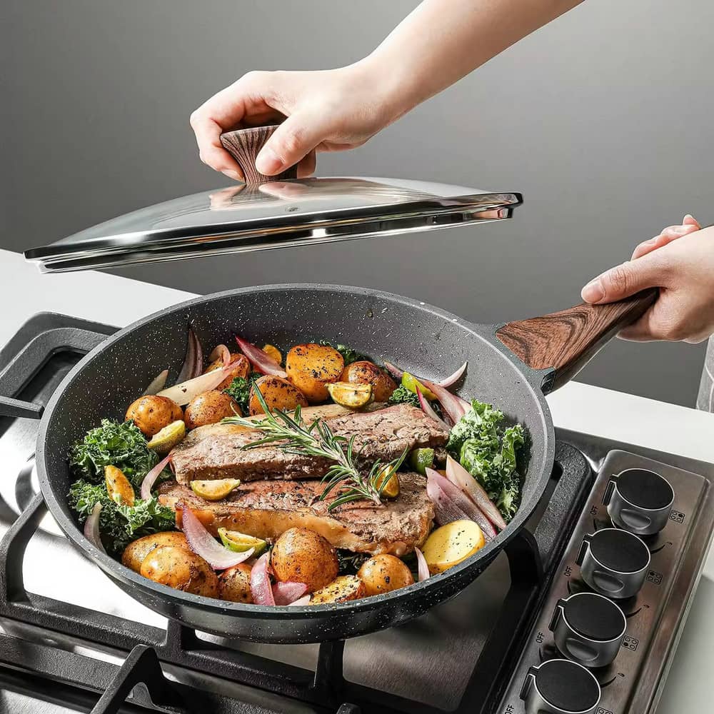 Frypan set 20cm 24cm 28cm ceramic non stick frying pan 3pcs sets for kitchen home cooking and outdoor camping