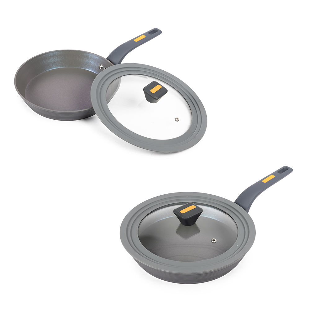 Leerpan 3 Piece Nonstick Kitchen Cooking 20cm 24cm 28cm Frying Pan With Glass Lid