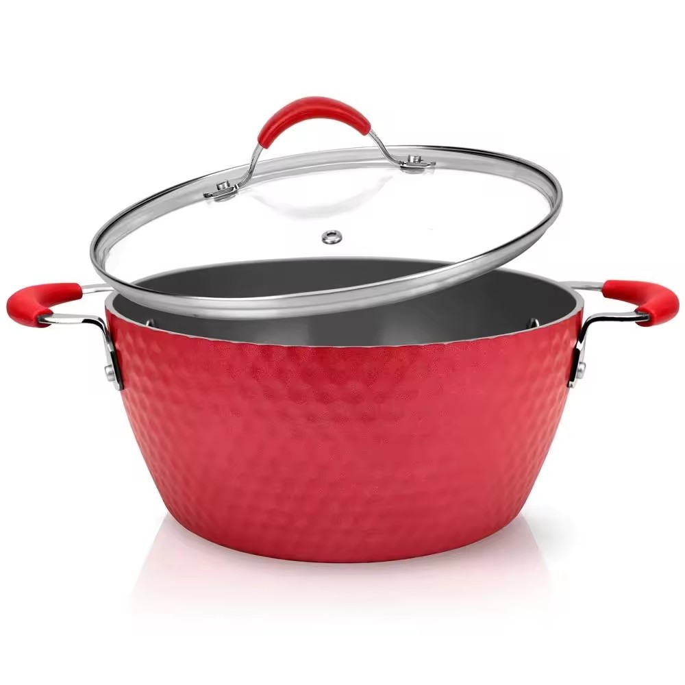 Eco Custom Logo Fashion Woman Red Non Stick Stock Pot Sets