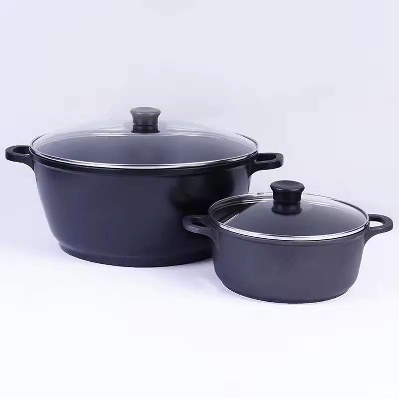 Frypan set granite stone non stick aluminum casserole set for kitchen home cooking outdoor camping