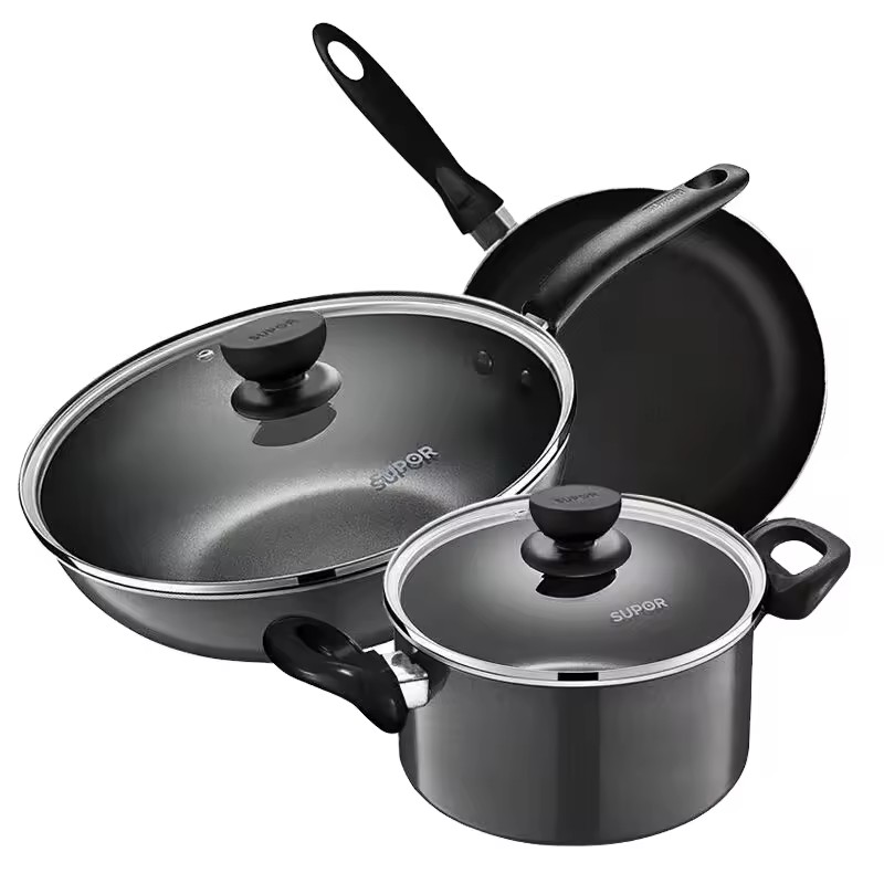 NonStick Cookware Set Black kitchen ware pots and pans dishwasher safe