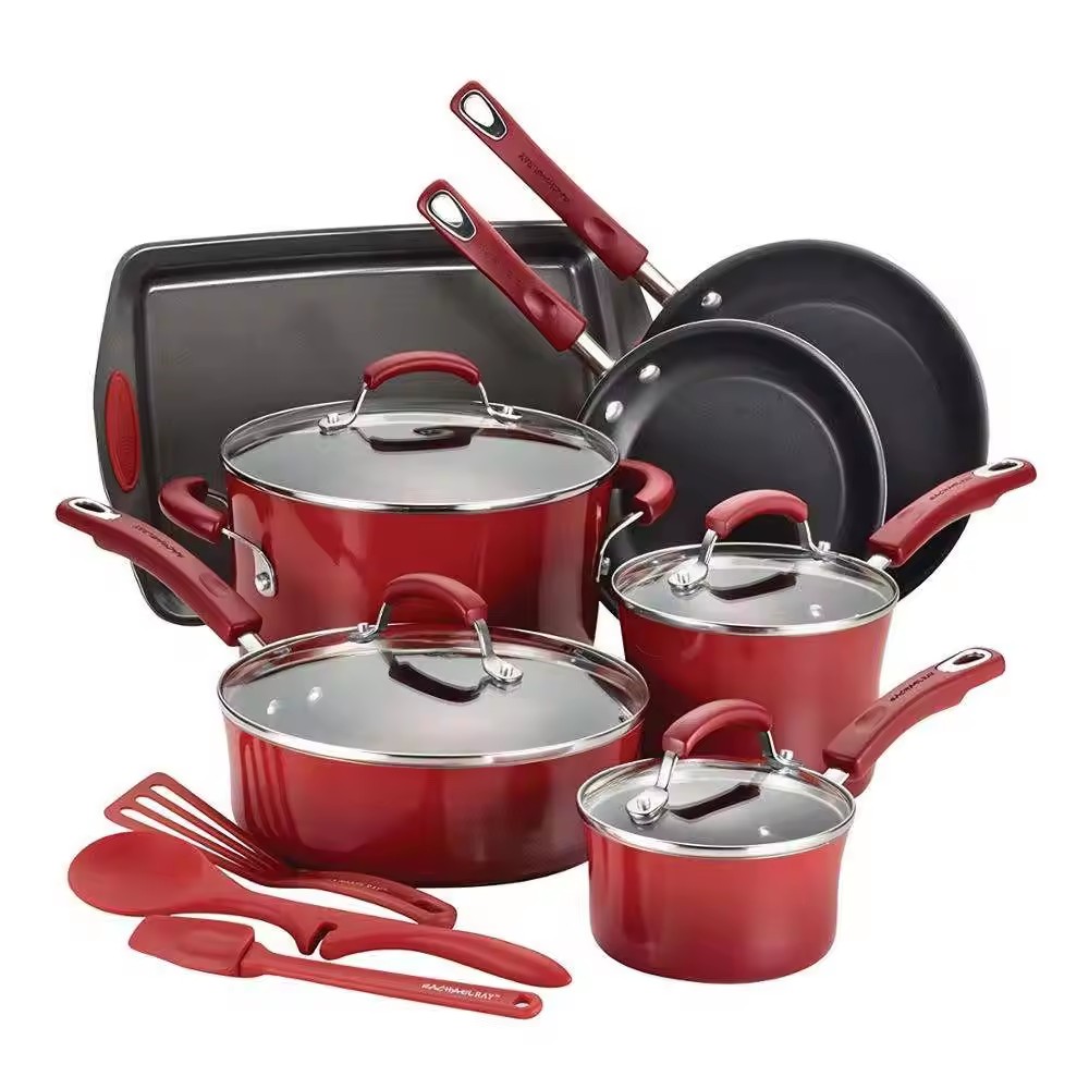 Aluminum non-stick kitchen ware pot and pan set