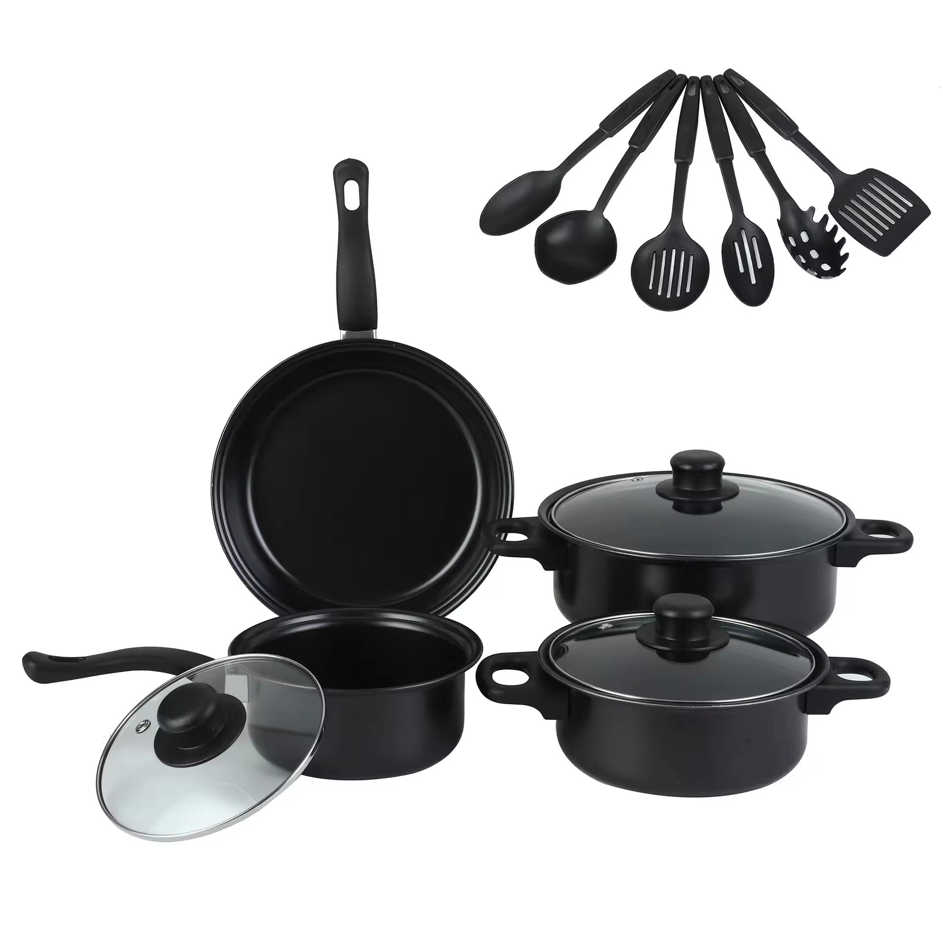 Kitchen dishwasher safe Aluminum Cooking Pots And Nonstick Pans Cookware Sets with Glass Lid