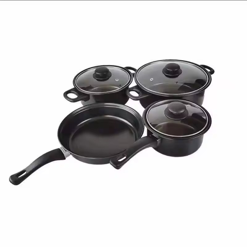 Kitchen dishwasher safe Aluminum Cooking Pots And Nonstick Pans Cookware Sets with Glass Lid