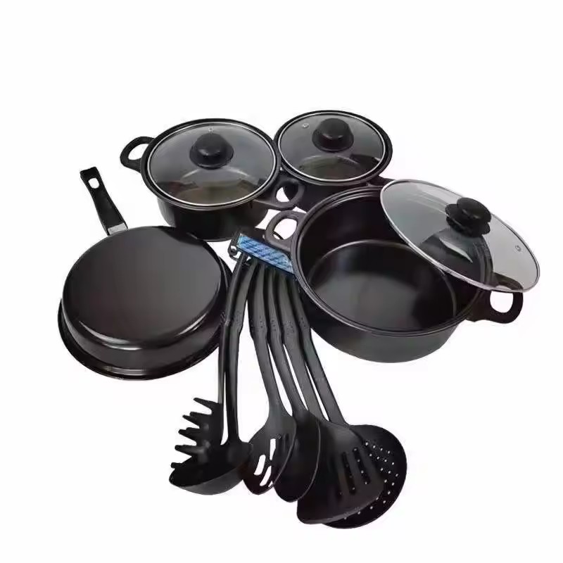 Kitchen dishwasher safe Aluminum Cooking Pots And Nonstick Pans Cookware Sets with Glass Lid