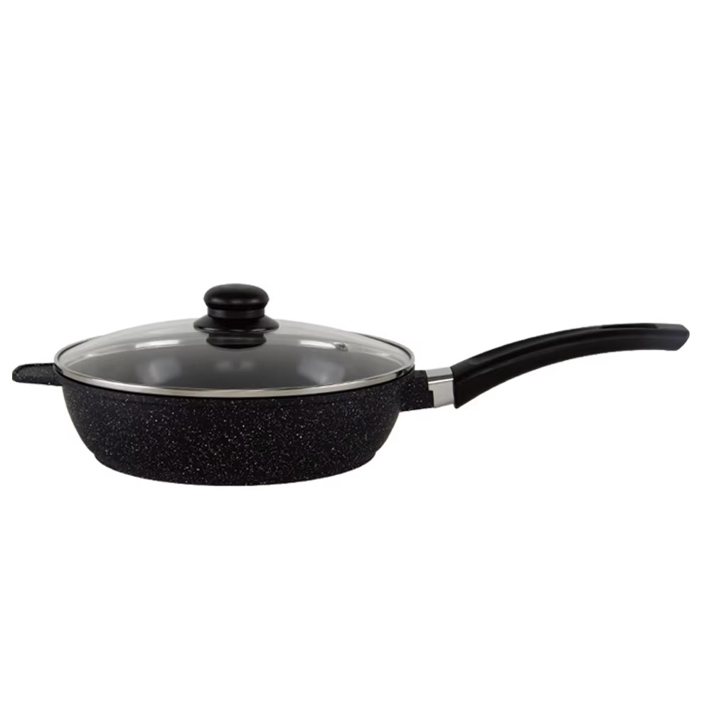 Big Set Cookware Deep Non Stick Steel Fry Frying Pan with Lid