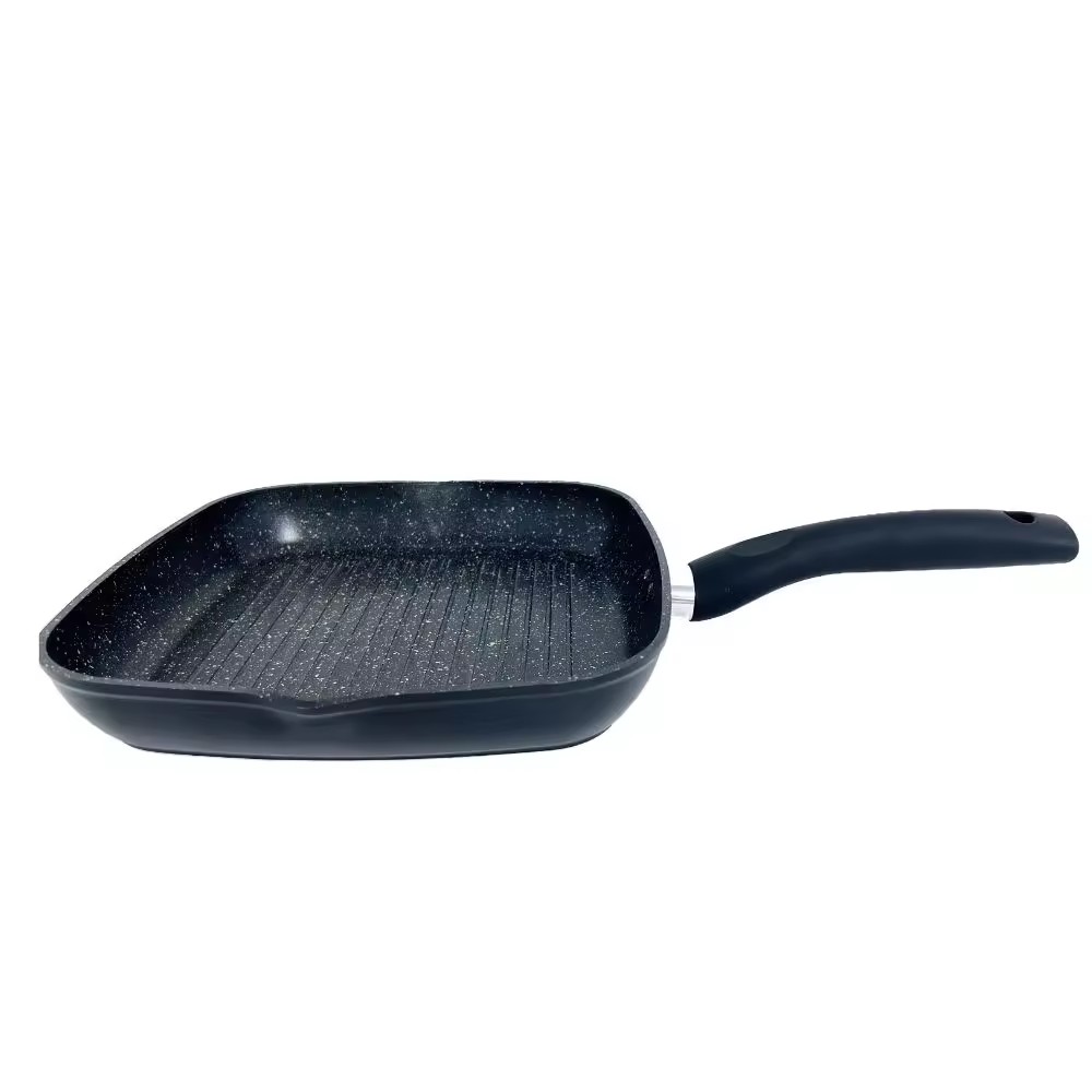 Aluminum Nonstick Marble Coating Grill Pan With Induction Cooker Beef Frypan Steak Frying Pan Square Single Handle Cookware