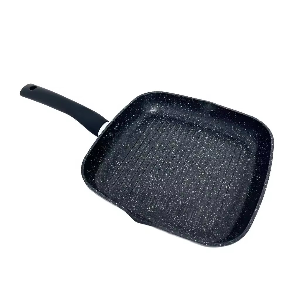 Aluminum Nonstick Marble Coating Grill Pan With Induction Cooker Beef Frypan Steak Frying Pan