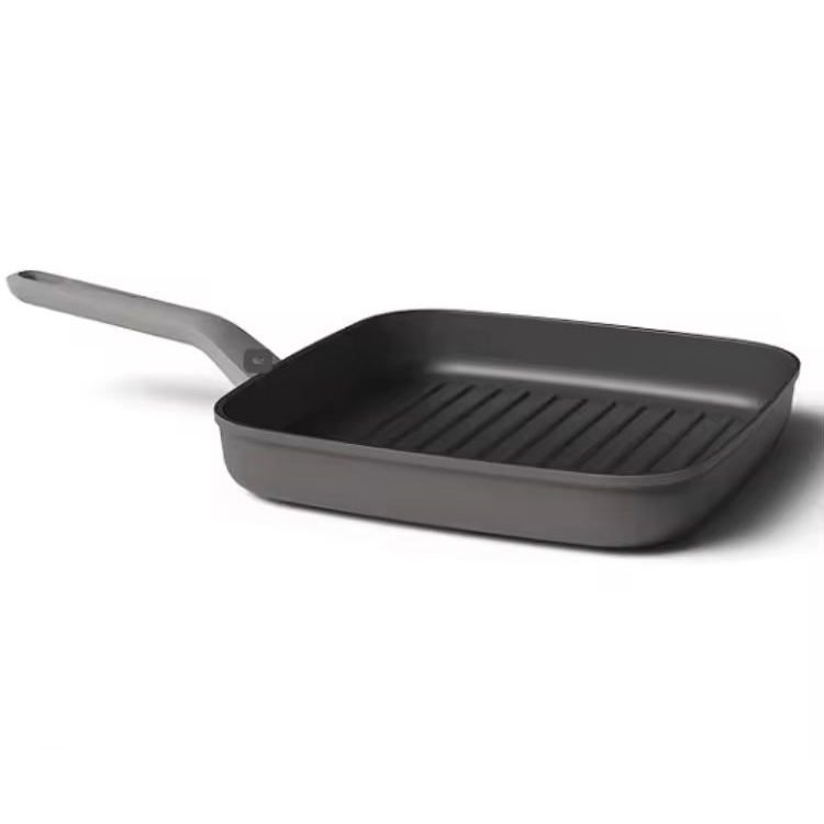 Non-stick Cast Aluminum Grill Pan Square Soft-touch Stay-cool Handle PFOA-Free Coating Induction Compatible