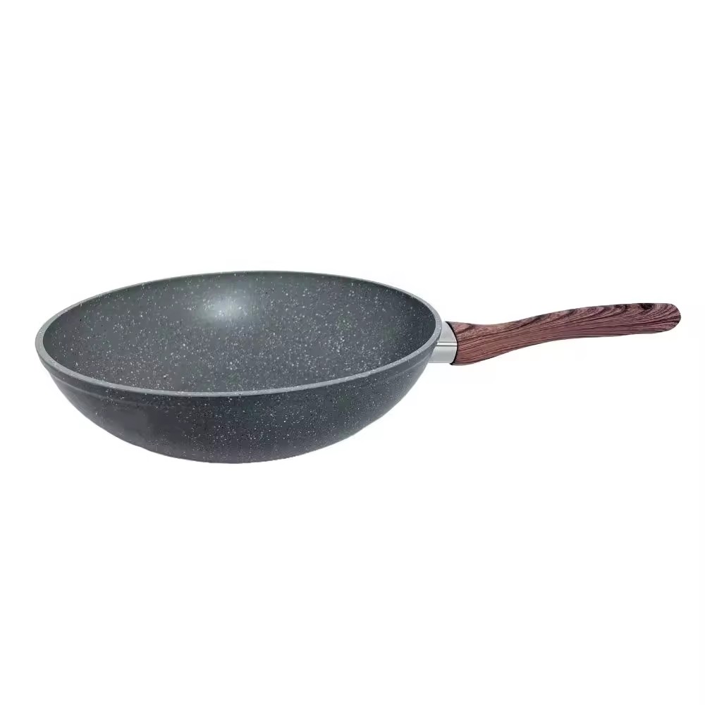 One-stop Service Coating Aluminum Wok Pan Non-stick Induction Easy To Clean Wok With Cover