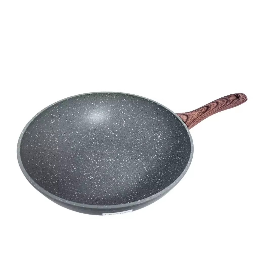 Custom Size Aluminum Chinese Kitchen Cooking Wok Pan With Lid