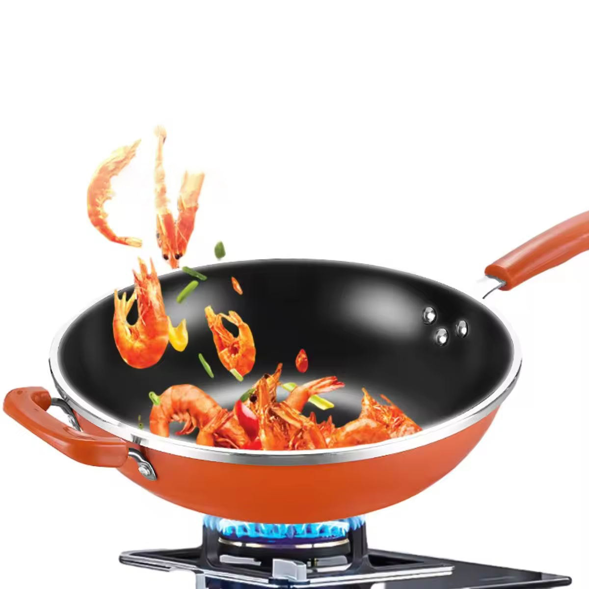 Cast Iron Gas Cooker Professional Cooking Nonstick Flat Bottom Wok Pan