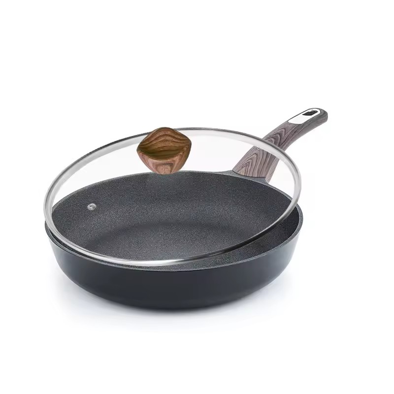 Ceramic Different Shape Non Stick Chinese 26cm Wheat Slate Stone Frying Pan