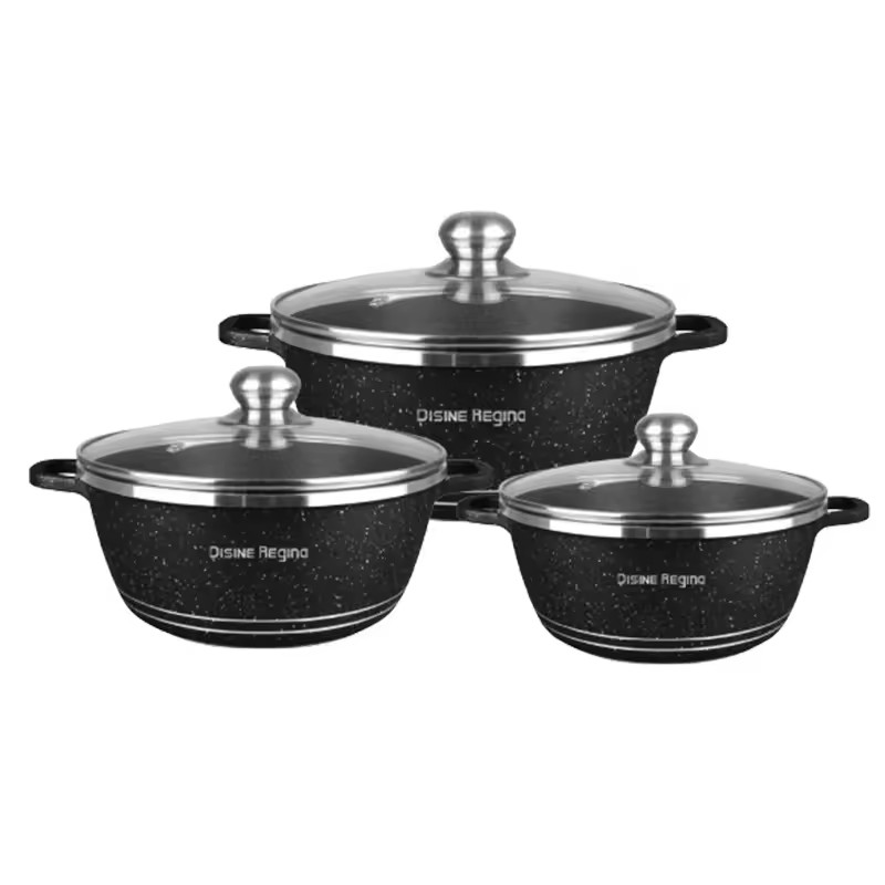 Cross border wheat rice stone non stick 6pc pot soup pot die-casting aluminum pot