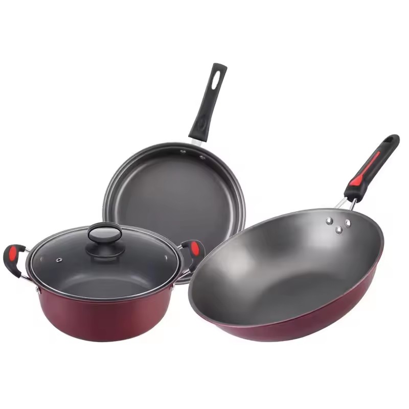 Non-stick pot three-piece set of pots pans activity gifts non-stick pot annual meeting set gifts