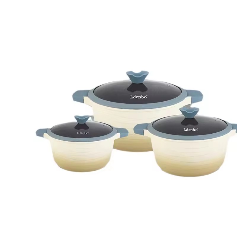 Kitchen Supplies Non stick Pot 6-piece Set of Wheat Rice Stone Household Cooking Pot Set