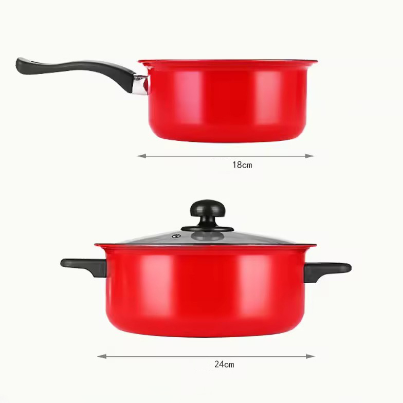 Three-piece pot gift box set New Year Red nonstick pan milk soup pot cross-border banking activities gift