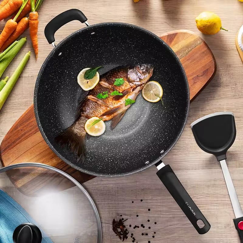 Non-stick wok with household wok 32cm induction cooker gas cooker