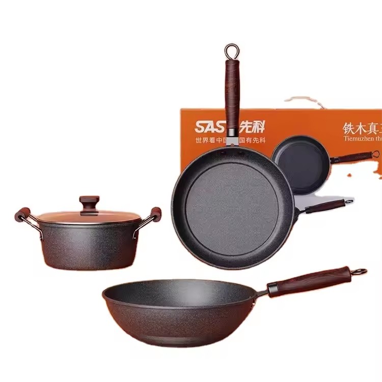 Multi functional Three Piece Set Pot Set Household Soup Frying Non stick Pot Fry Pot