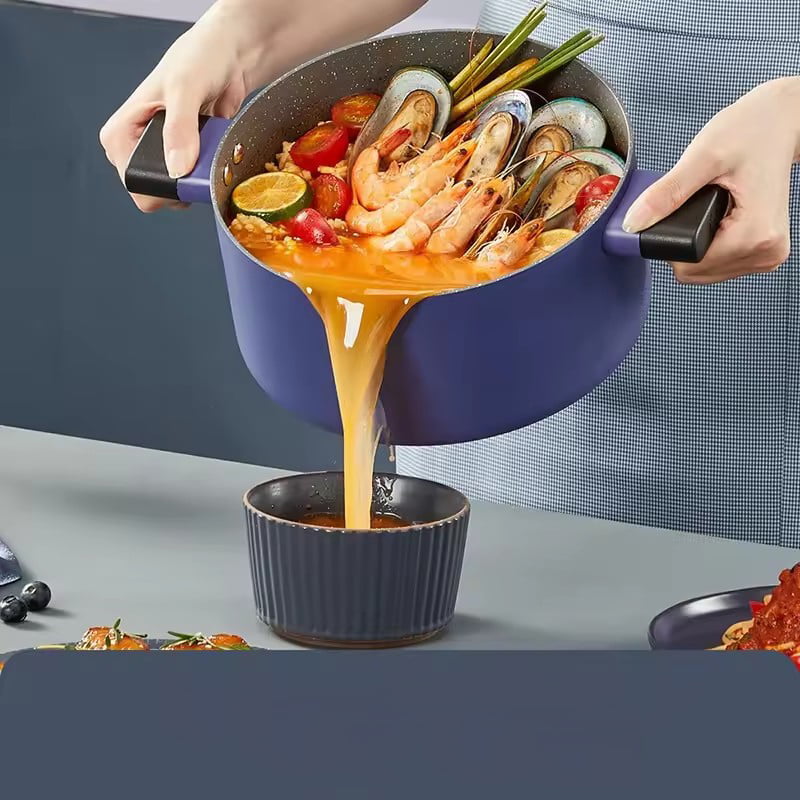 Frying non stick pot wheat rice stone frying pot kitchen cookware set full set of household flat bottomed pot