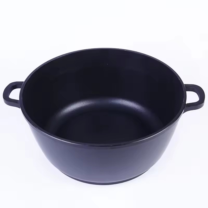 Popular fashionable custom logo non-stick black aluminum soup stock pots with cover