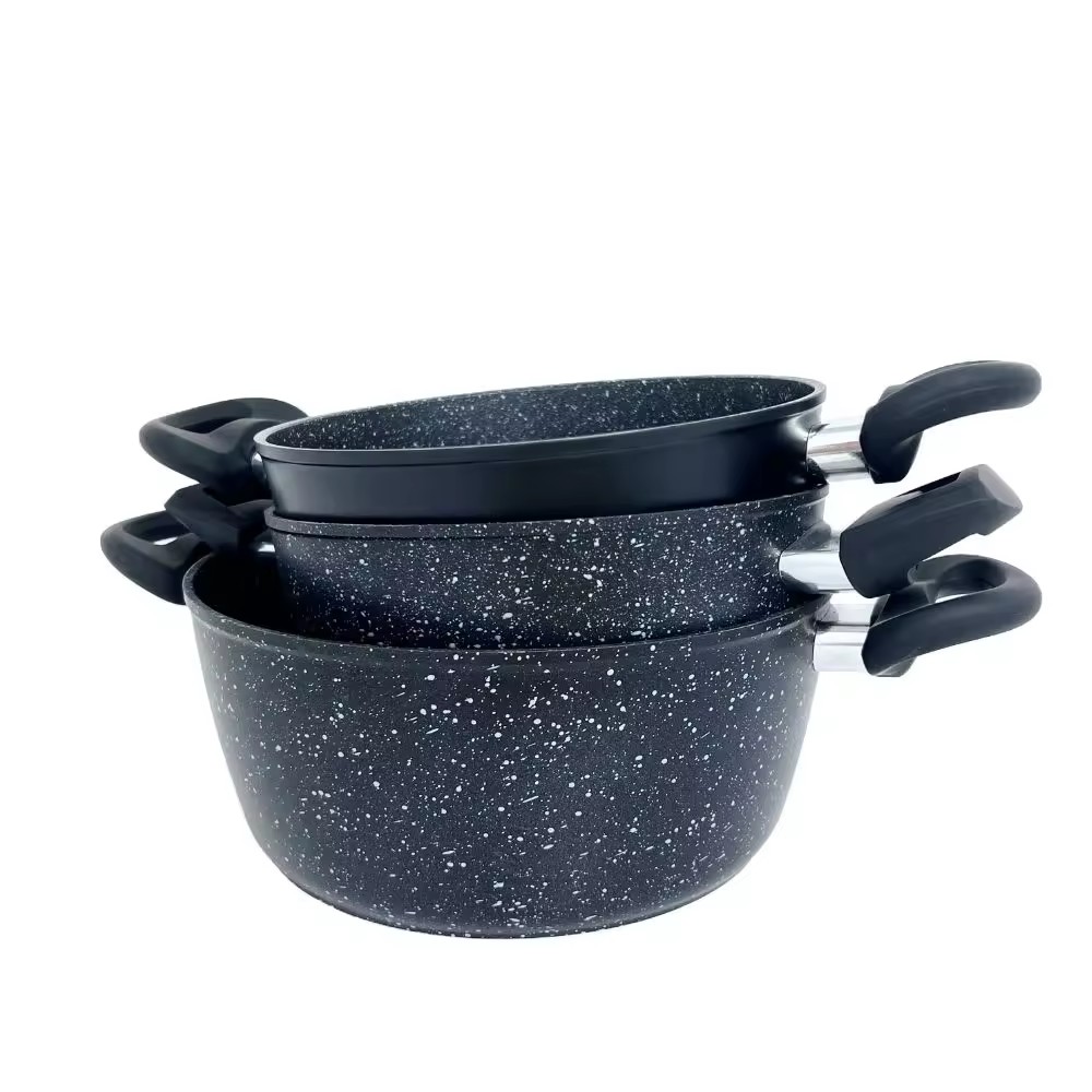 Factory Price 2 Layers Ceramic Coating Aluminum Cooking Custom Logo Non Stick Shallow Casserole With Lid