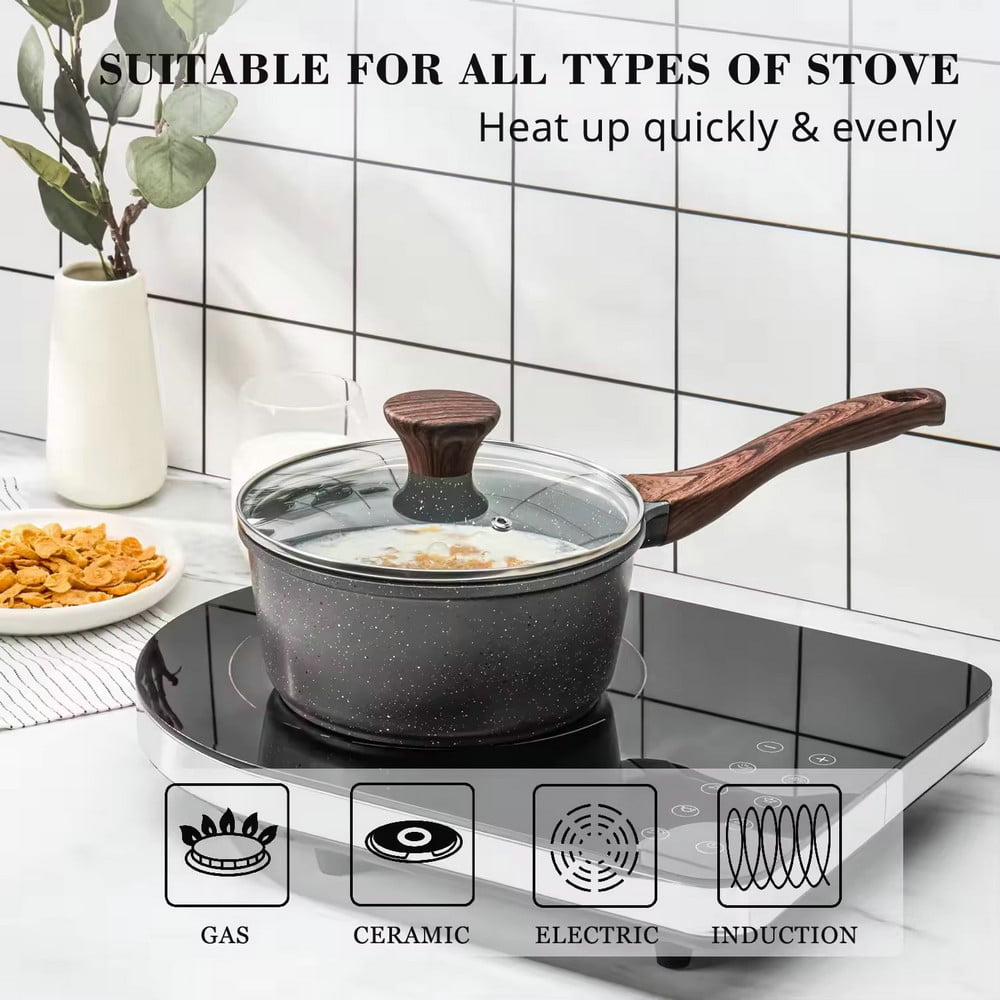 Home Use Useful Durable Customized Nonstick Aluminum Sauce pot with Glass Lid