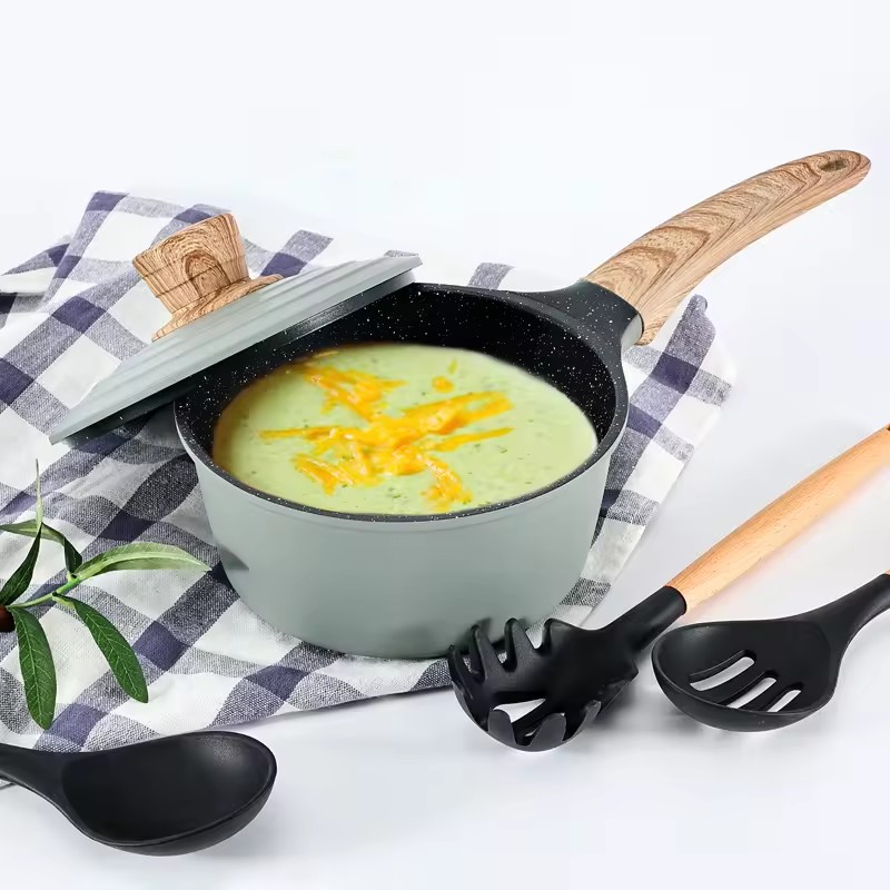 Kitchen Ware Non Stick Cooking Soup Pot Frying Pan Cast Aluminum Cookware Set