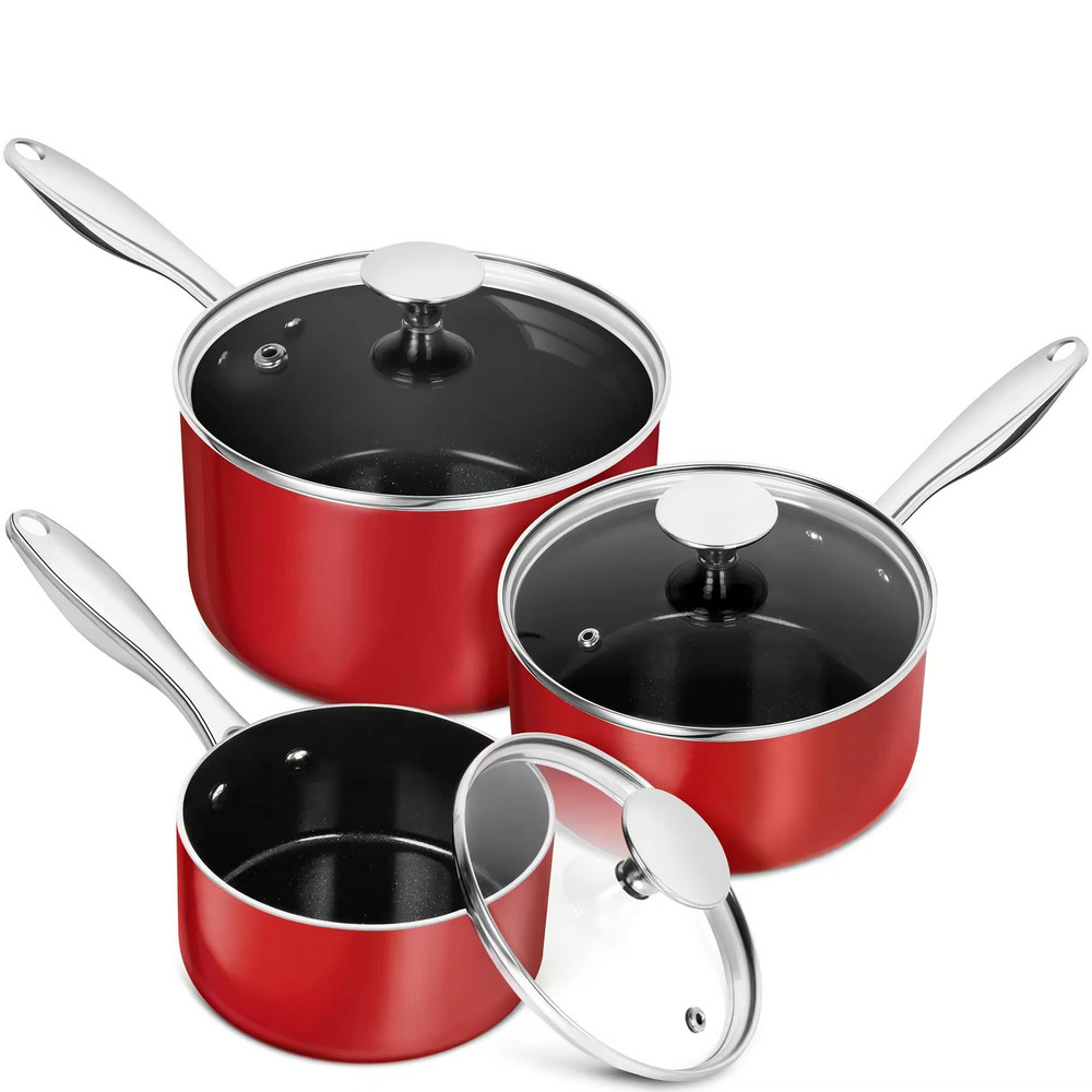 Self cooking kitchen induction gas non stick aluminum saucepan