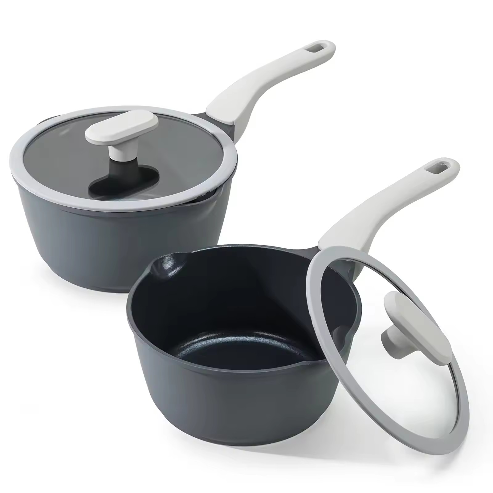 Multipurpose 1QT&2QT&3QT nonstick ceramic saucepan with glass lid