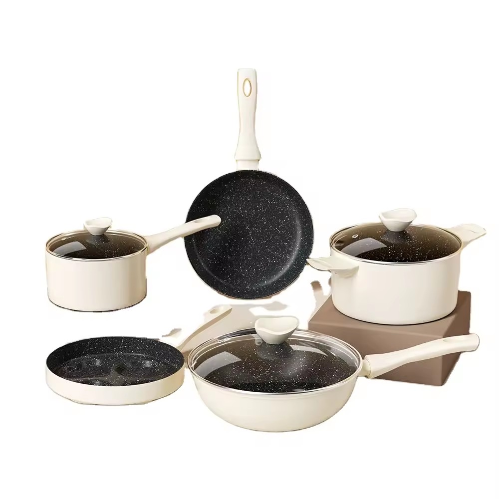 Velosan luxury non stick kitchenware unique white aluminum nonstick cookware sets