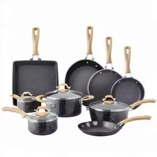 Non Stick Cookware Set Black kitchen ware pots and pans